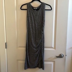 Gray midi dress with side ruching